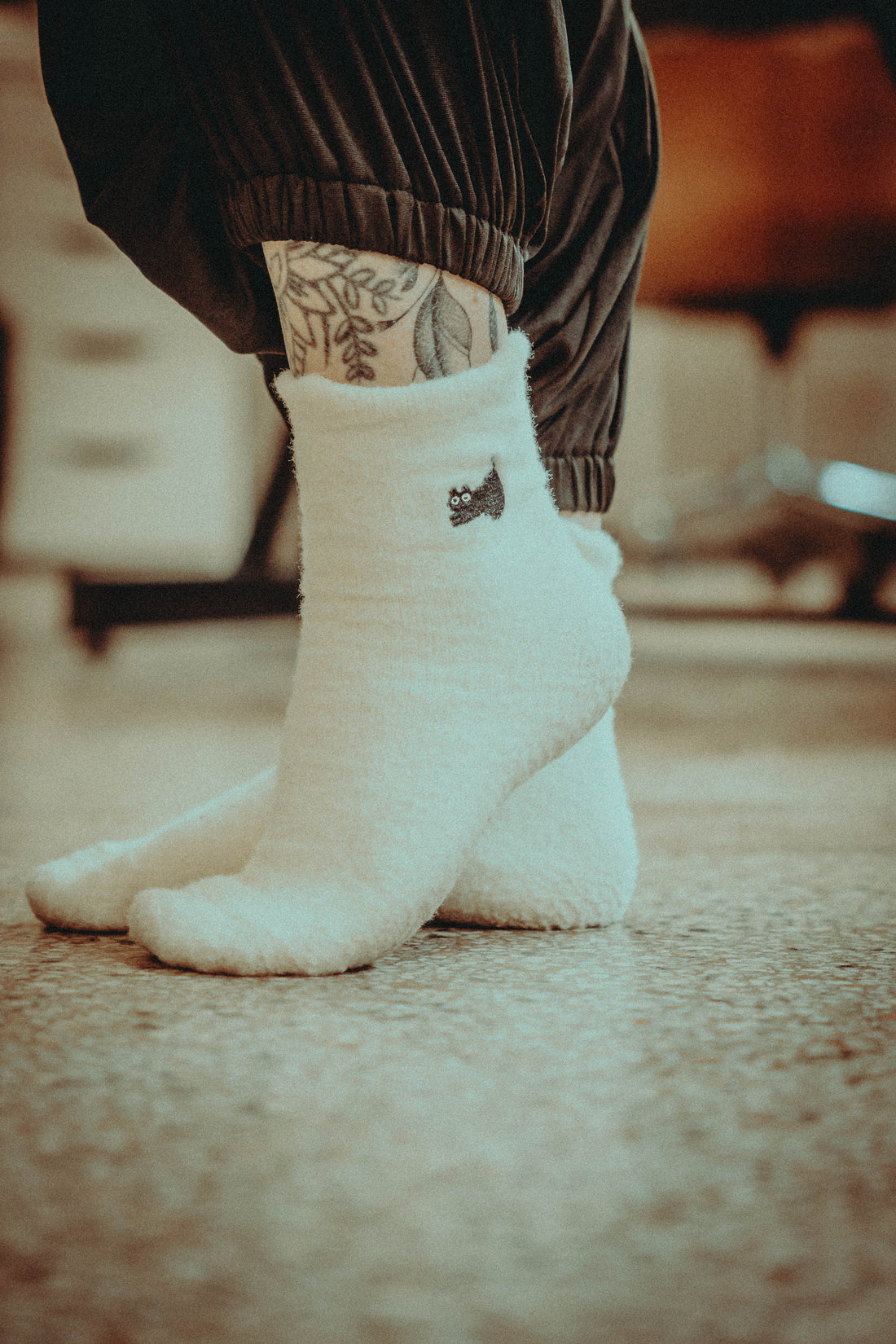 Stretching Cat Fuzzy Socks